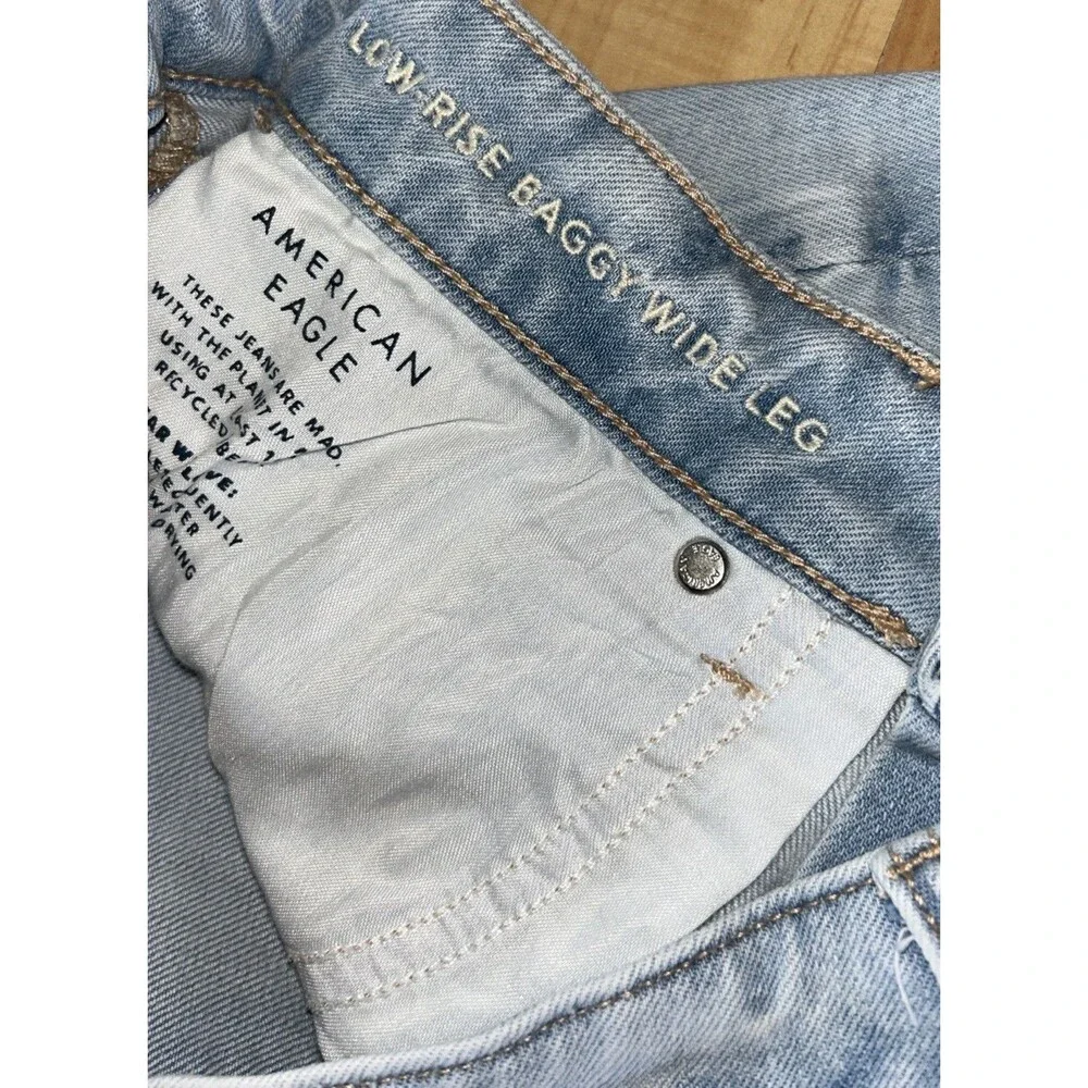American Eagle Boho Wide Leg Crop Jeans Festival Relaxed Fit Sz 6 X-short 32x25